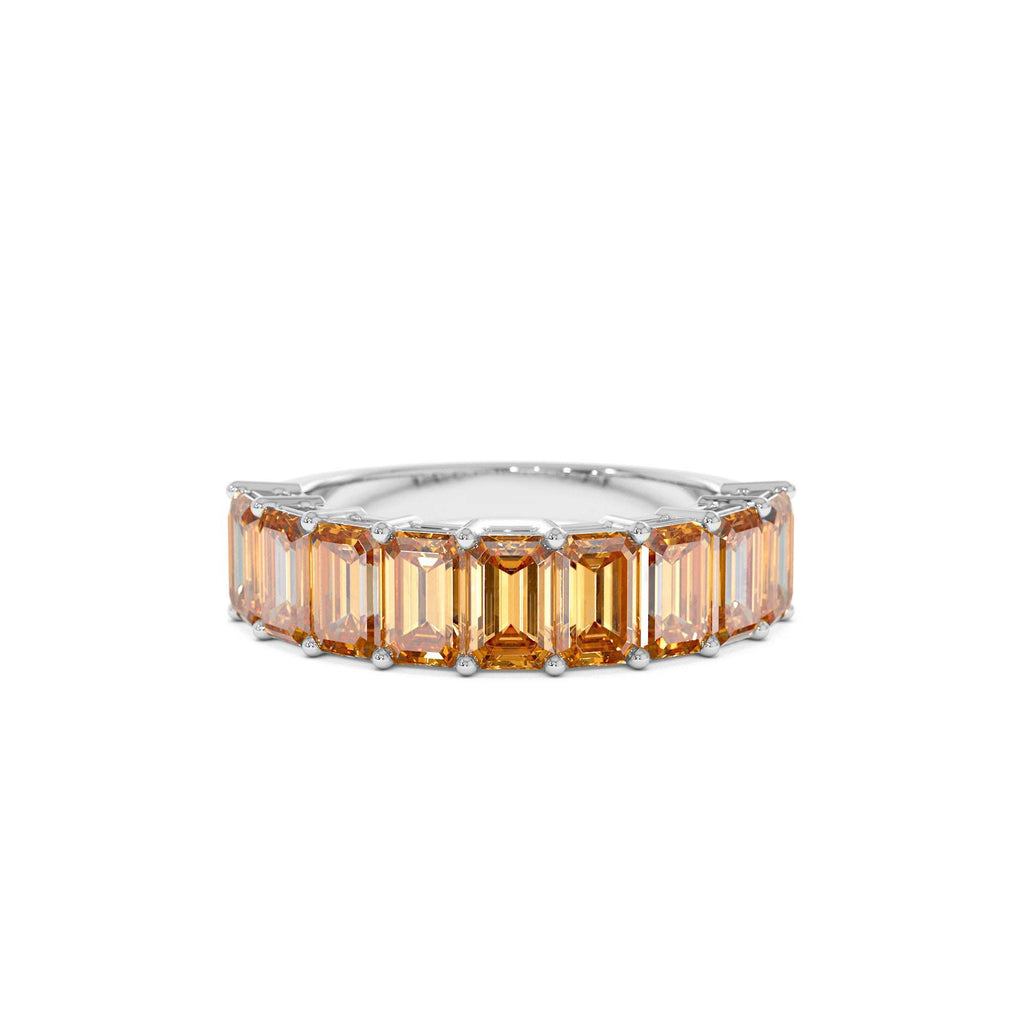 Emerald Cut Citrine Nine Stone Ring 2.70ctw in 14K Gold — view 4