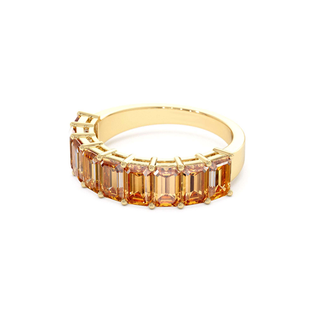 Emerald Cut Citrine Nine Stone Ring 2.70ctw in 14K Gold — view 2