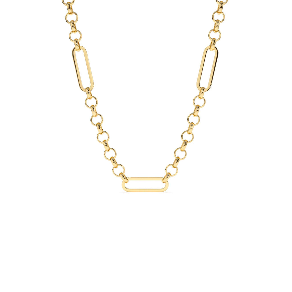 Rolo Paperclip Chain Necklace in 14K Gold — view 1