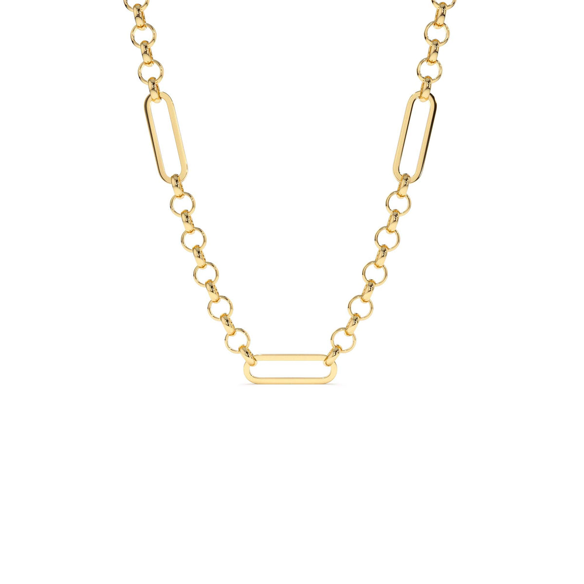 Rolo Paperclip Chain Necklace in 14K Gold — view 1