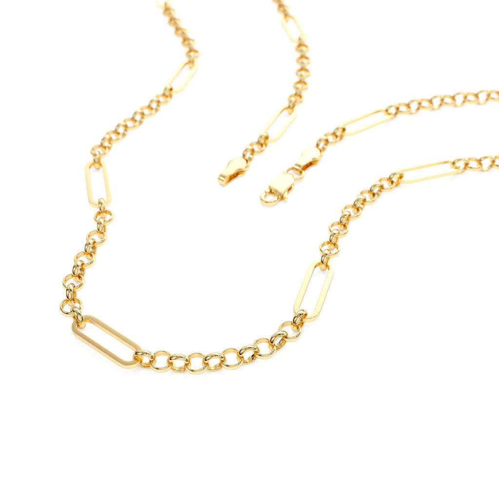 Rolo Paperclip Chain Necklace in 14K Gold — view 2