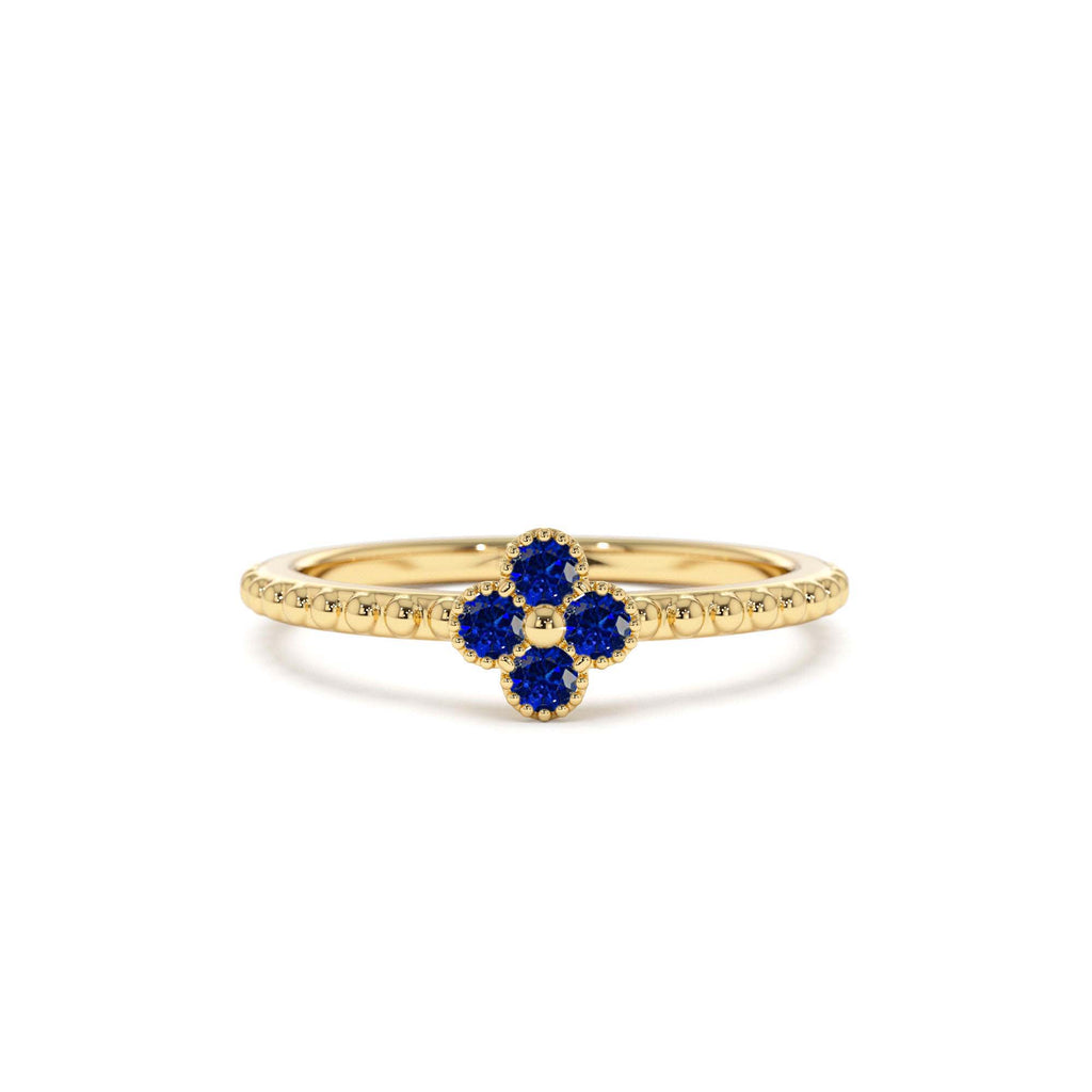 Sapphire Clover Ring in 14K Gold — view 1