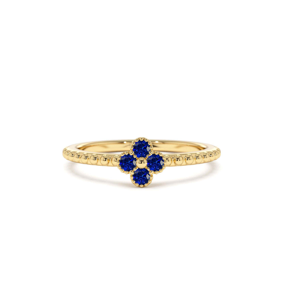 Sapphire Clover Ring in 14K Gold — view 1