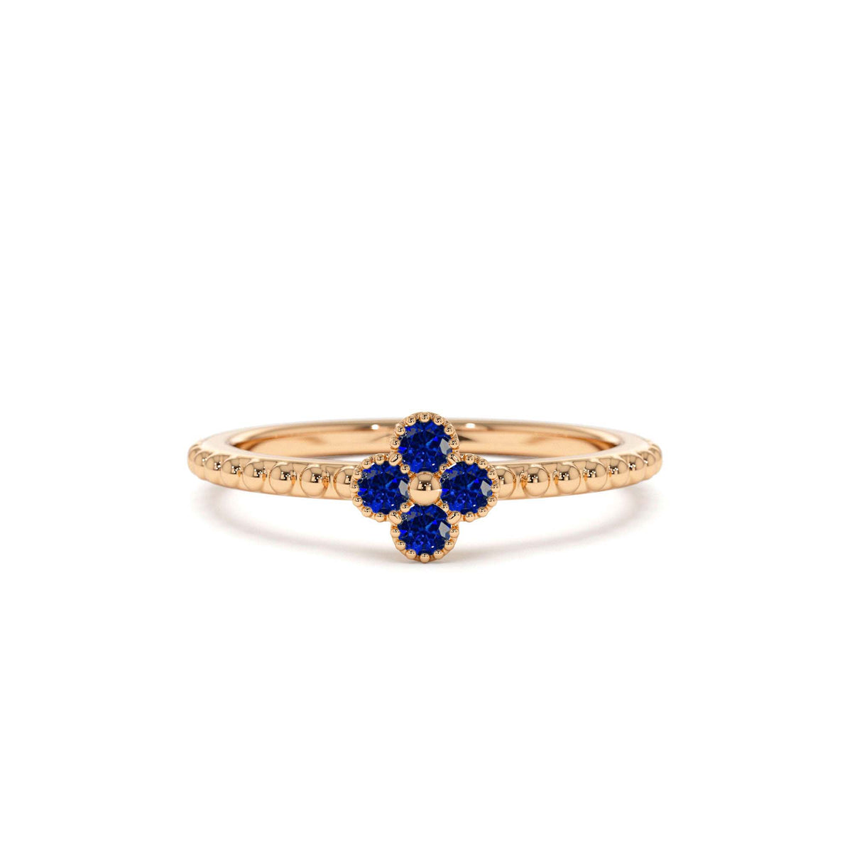 Sapphire Clover Ring in 14K Gold — view 5
