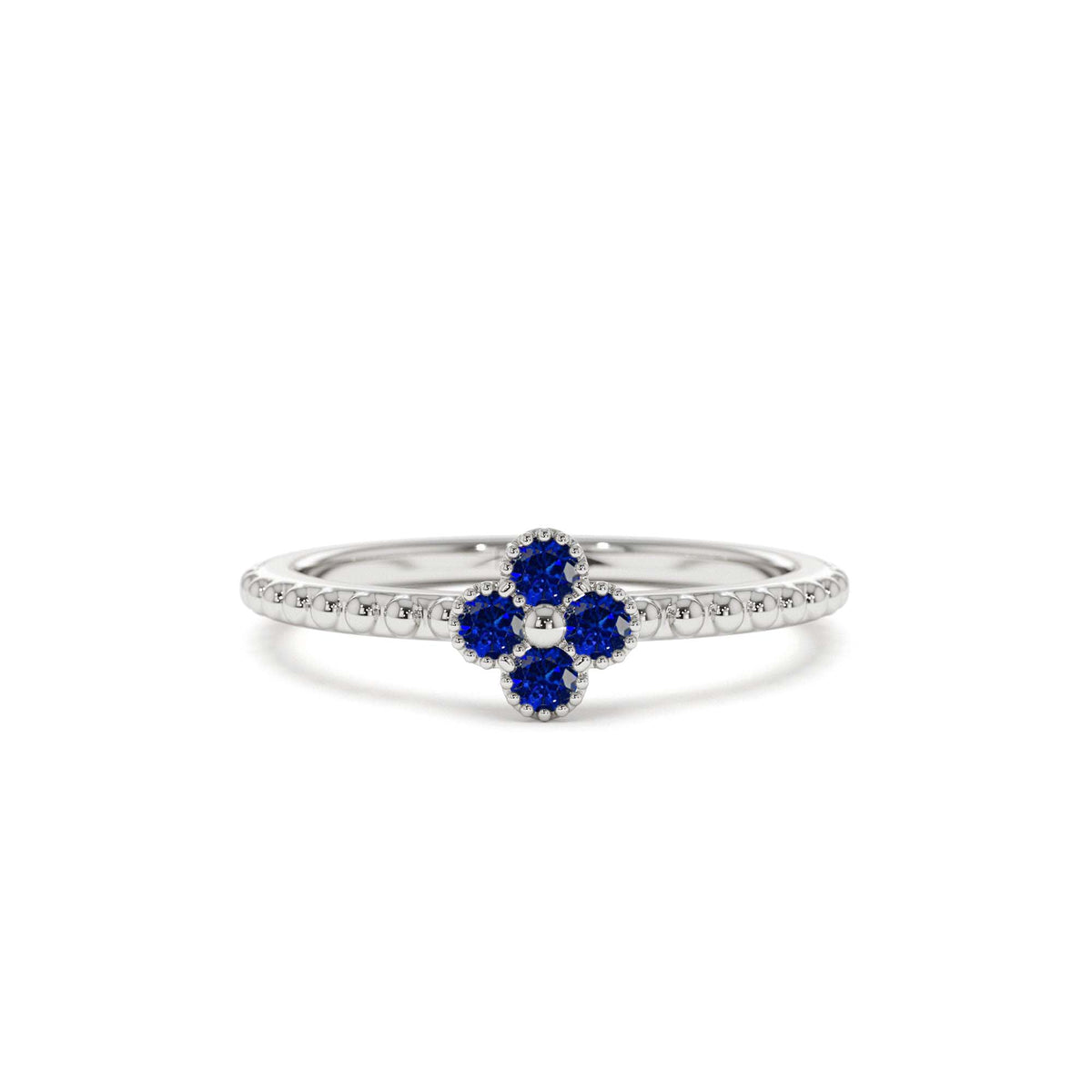 Sapphire Clover Ring in 14K Gold — view 4