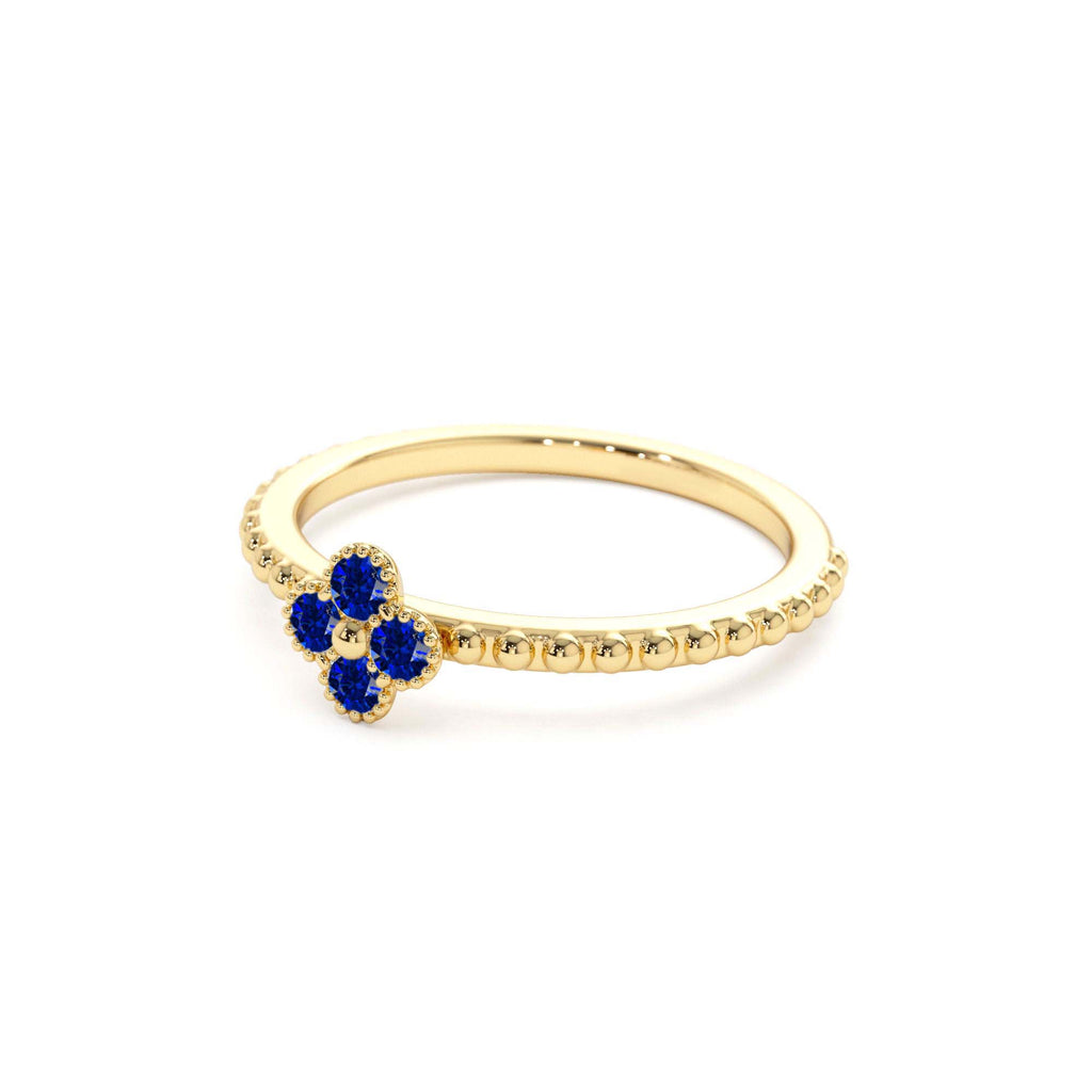 Sapphire Clover Ring in 14K Gold — view 2