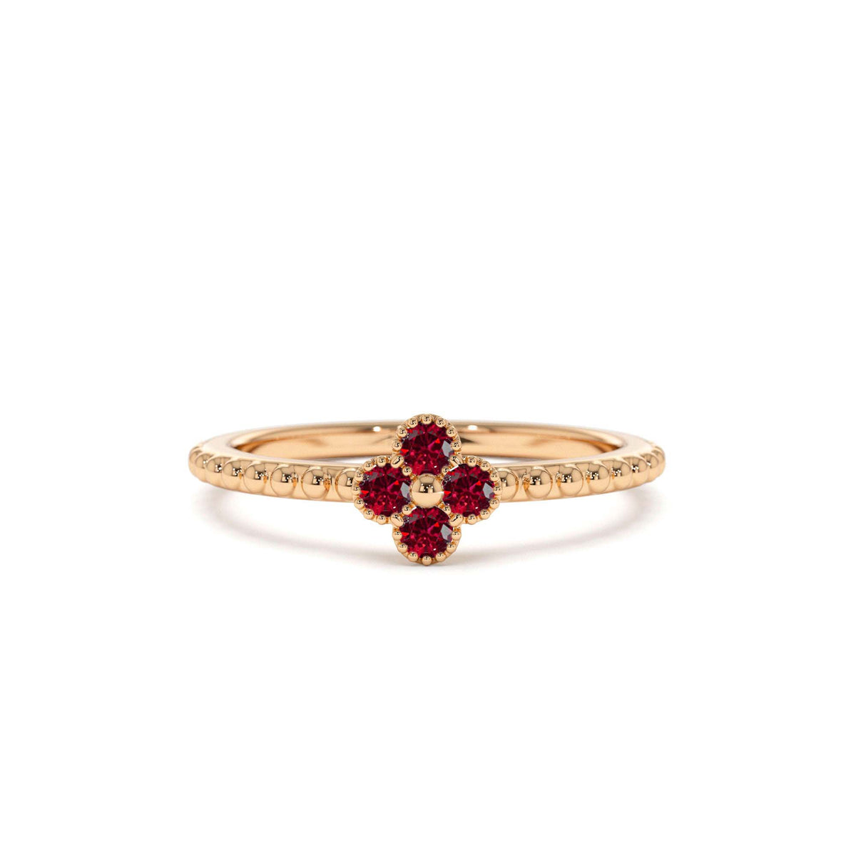 Ruby Clover Ring in 14K Gold — view 4