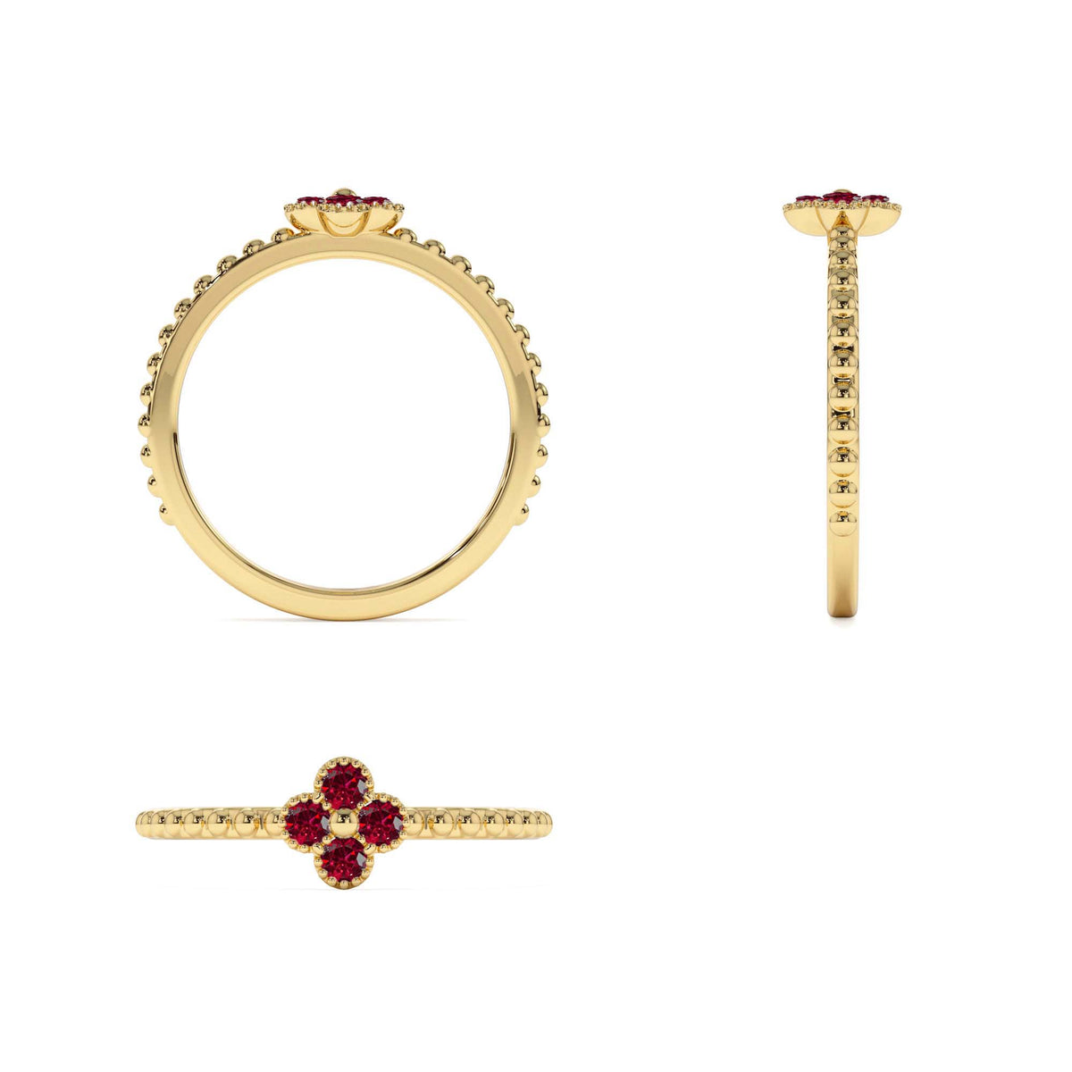 Ruby Clover Ring in 14K Gold — view 2