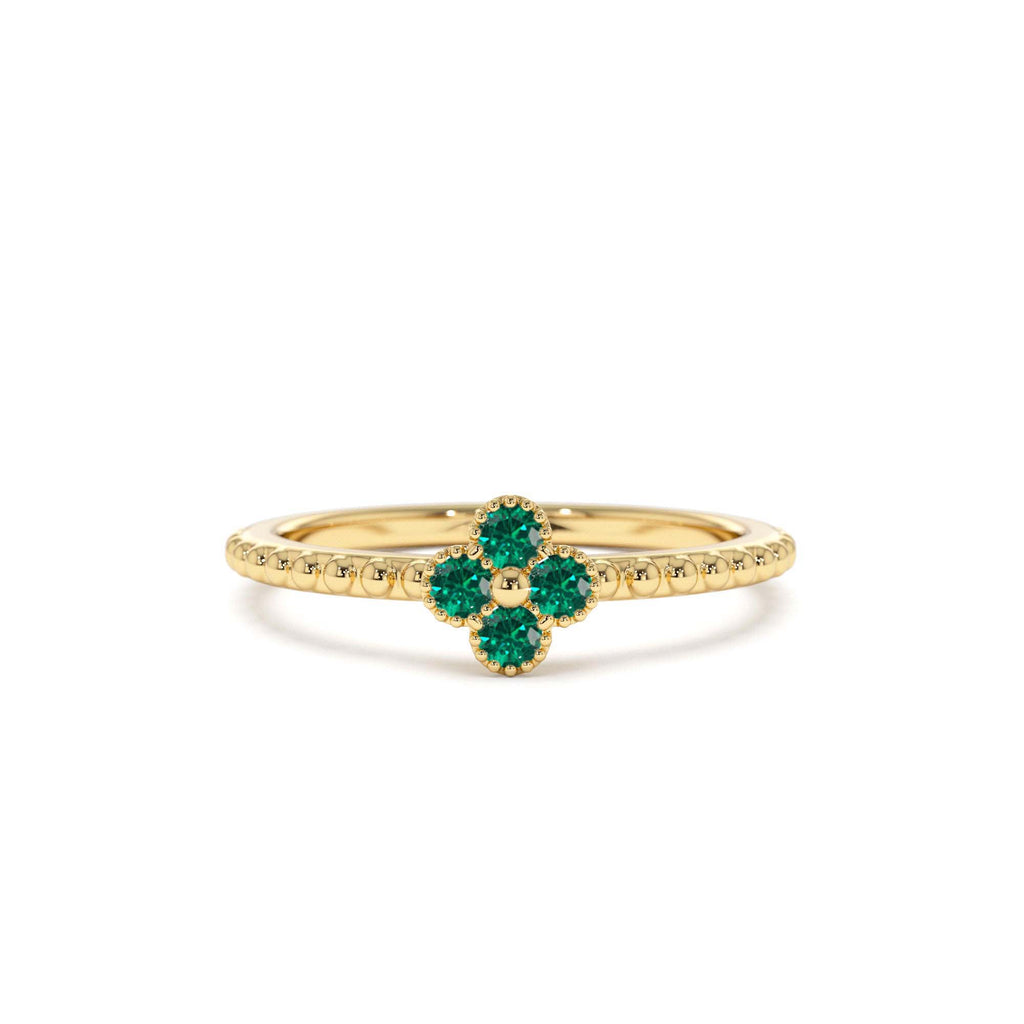 Emerald Clover Ring in 14K Gold — view 1