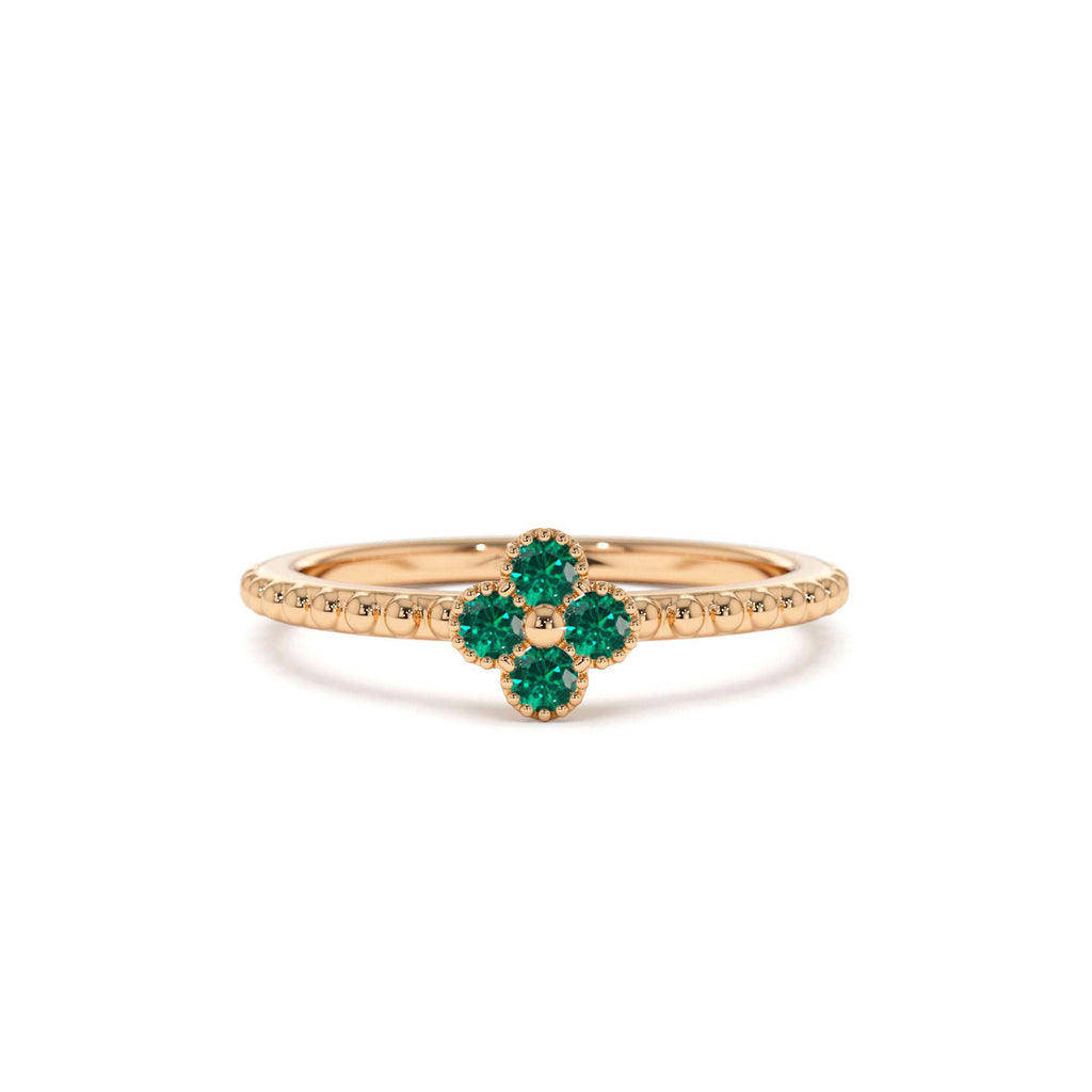 Emerald Clover Ring in 14K Gold — view 5