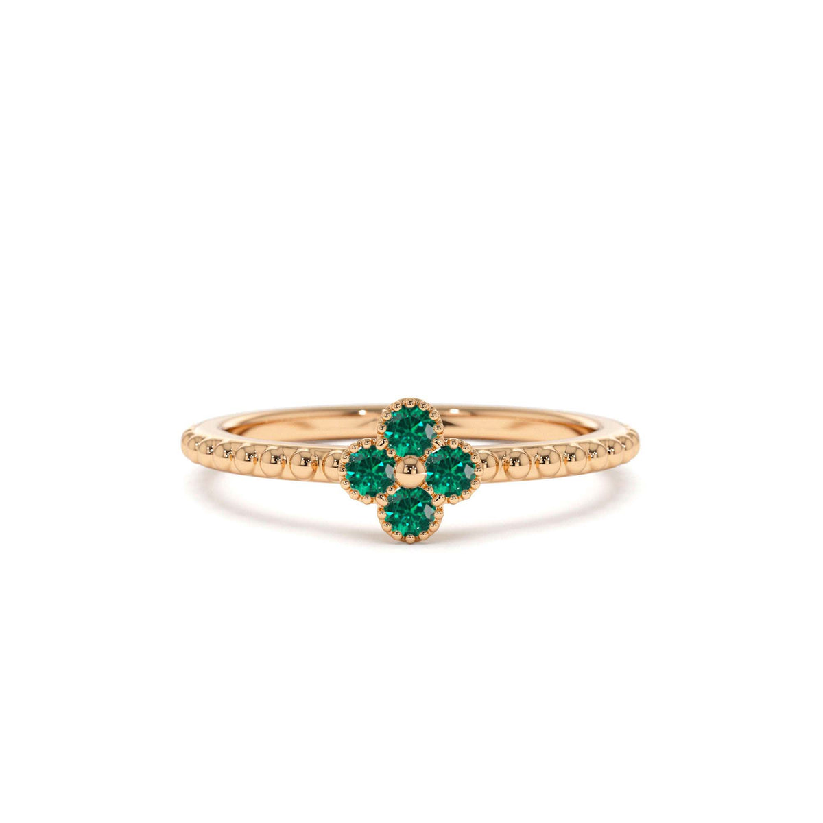 Emerald Clover Ring in 14K Gold — view 5