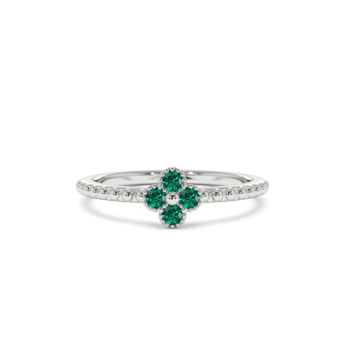 Emerald Clover Ring in 14K Gold — view 4