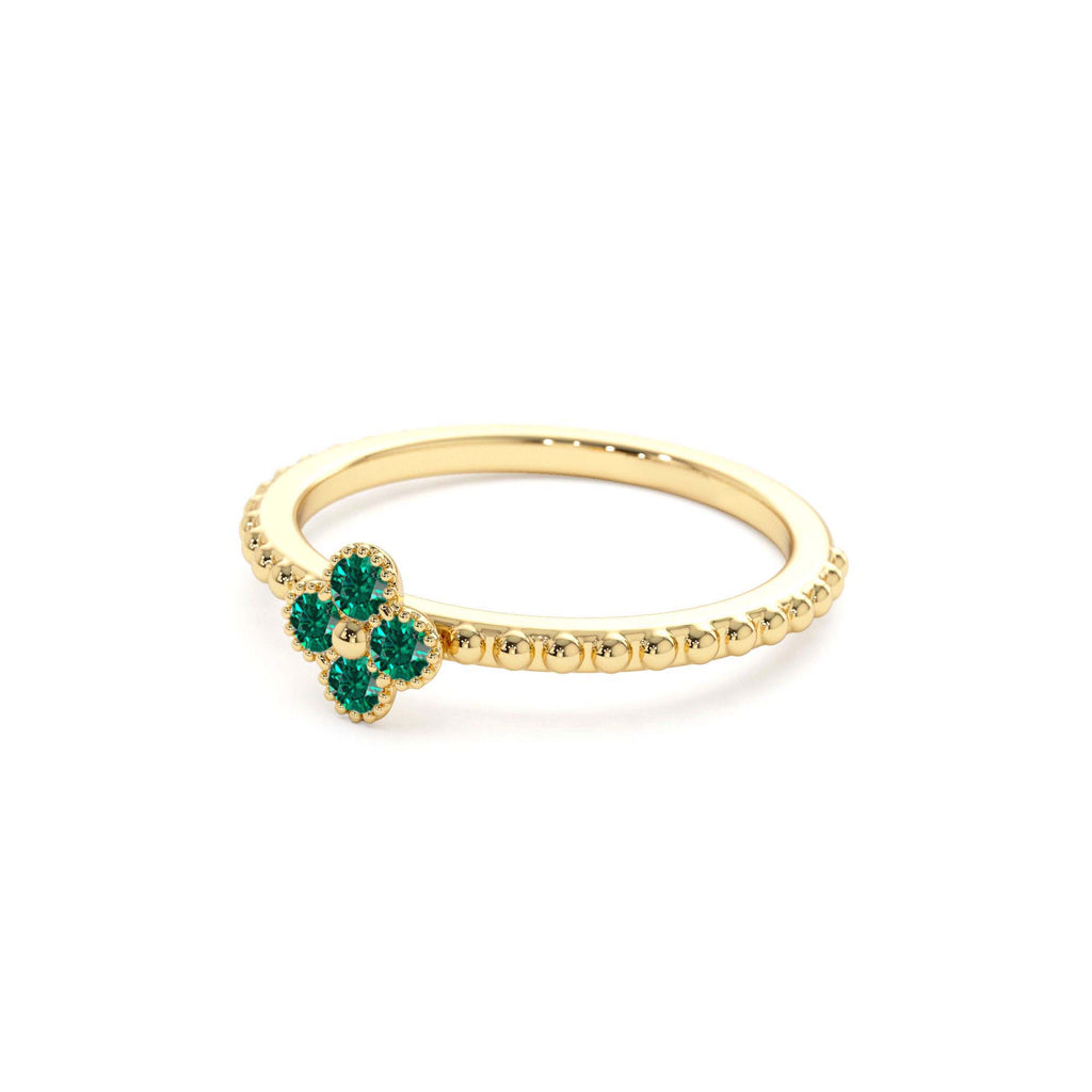 Emerald Clover Ring in 14K Gold — view 2