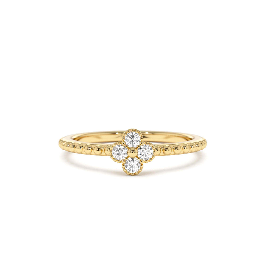 Diamond Clover Ring in 14K Gold — view 1