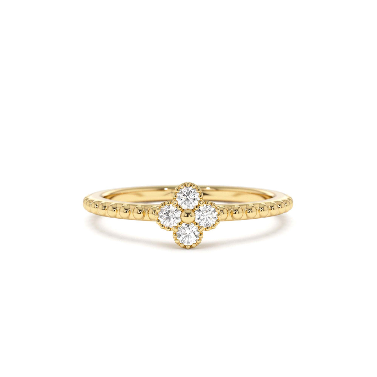 Diamond Clover Ring in 14K Gold — view 1