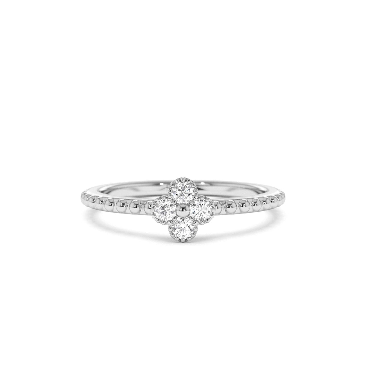 Diamond Clover Ring in 14K Gold — view 4
