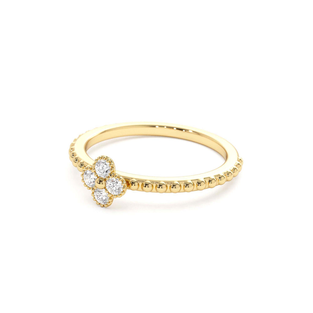 Diamond Clover Ring in 14K Gold — view 2