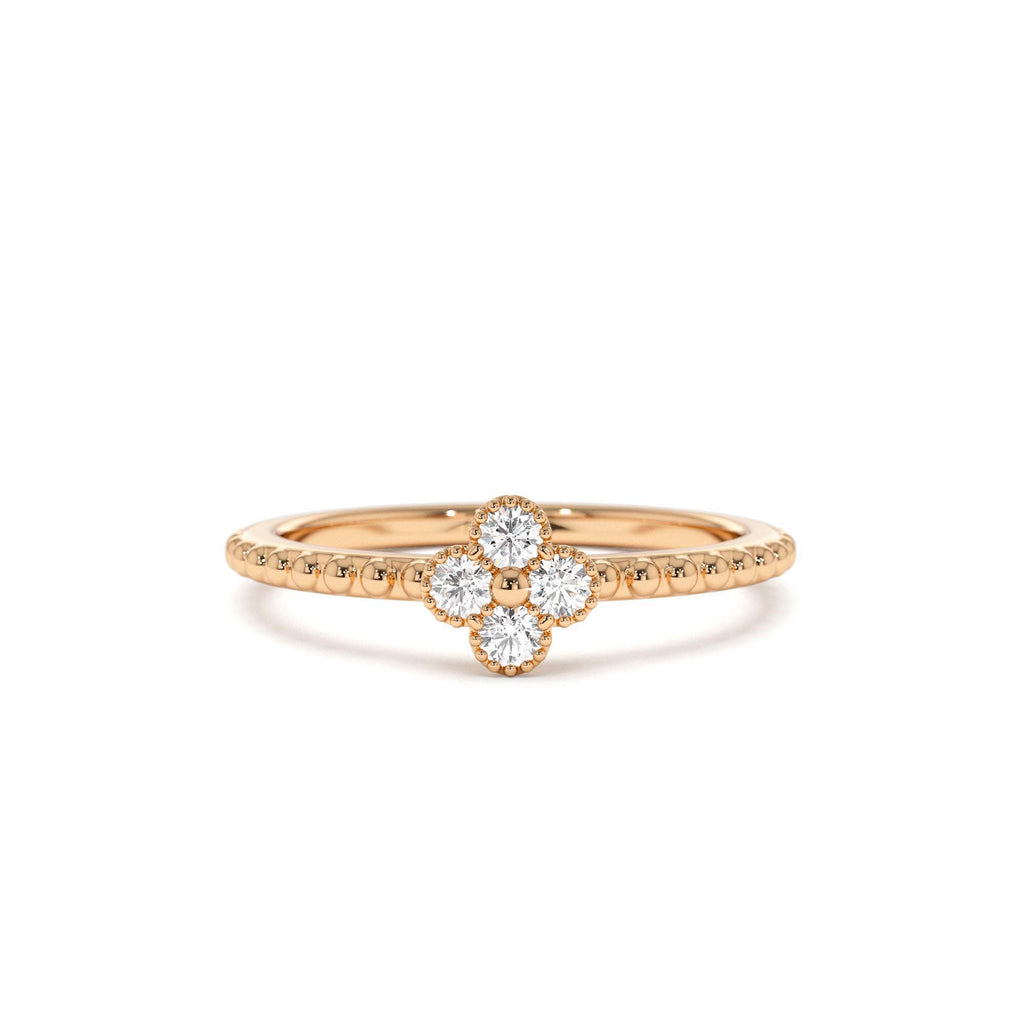 Diamond Clover Ring in 14K Gold — view 5