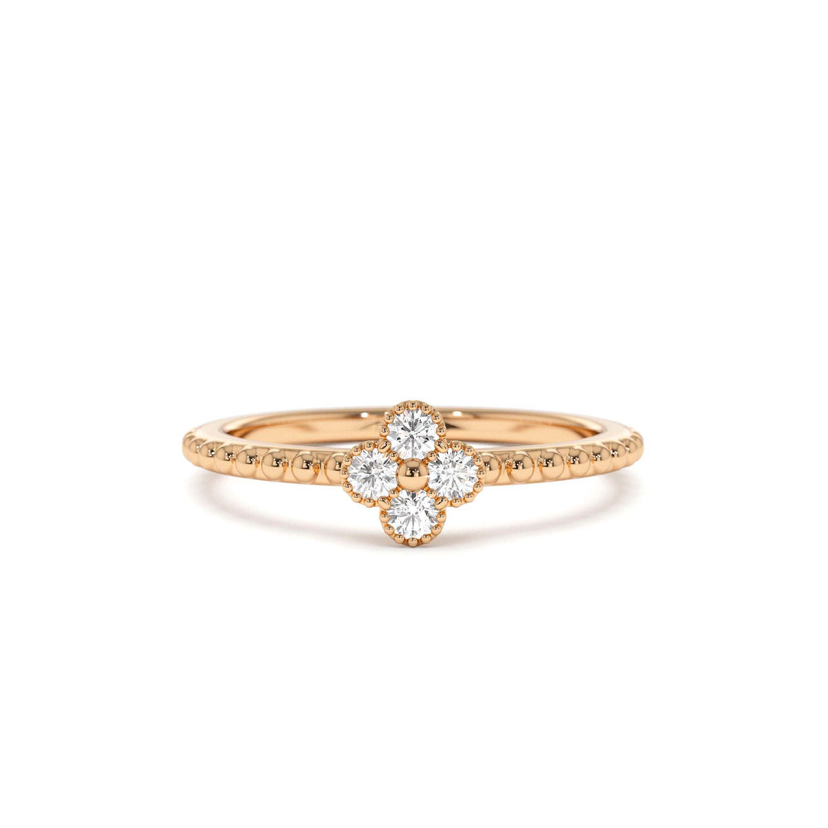 Diamond Clover Ring in 14K Gold — view 5