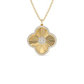 Textured Diamond Clover Charm Pendant in 14K Gold — view 1