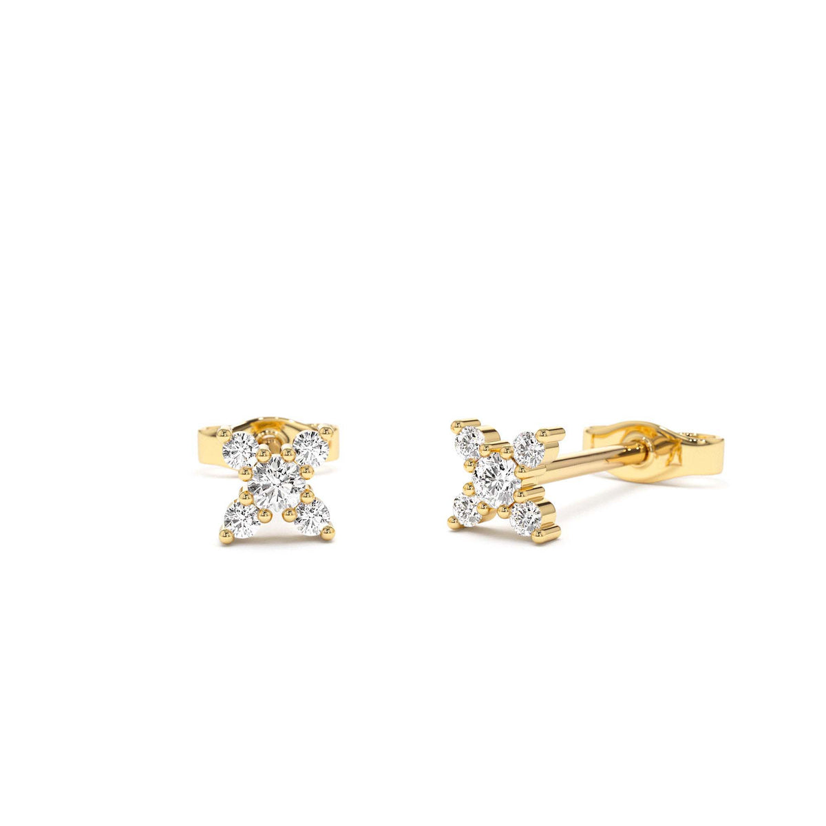 Criss Cross X Diamond Earring Studs in 14K Gold — view 1