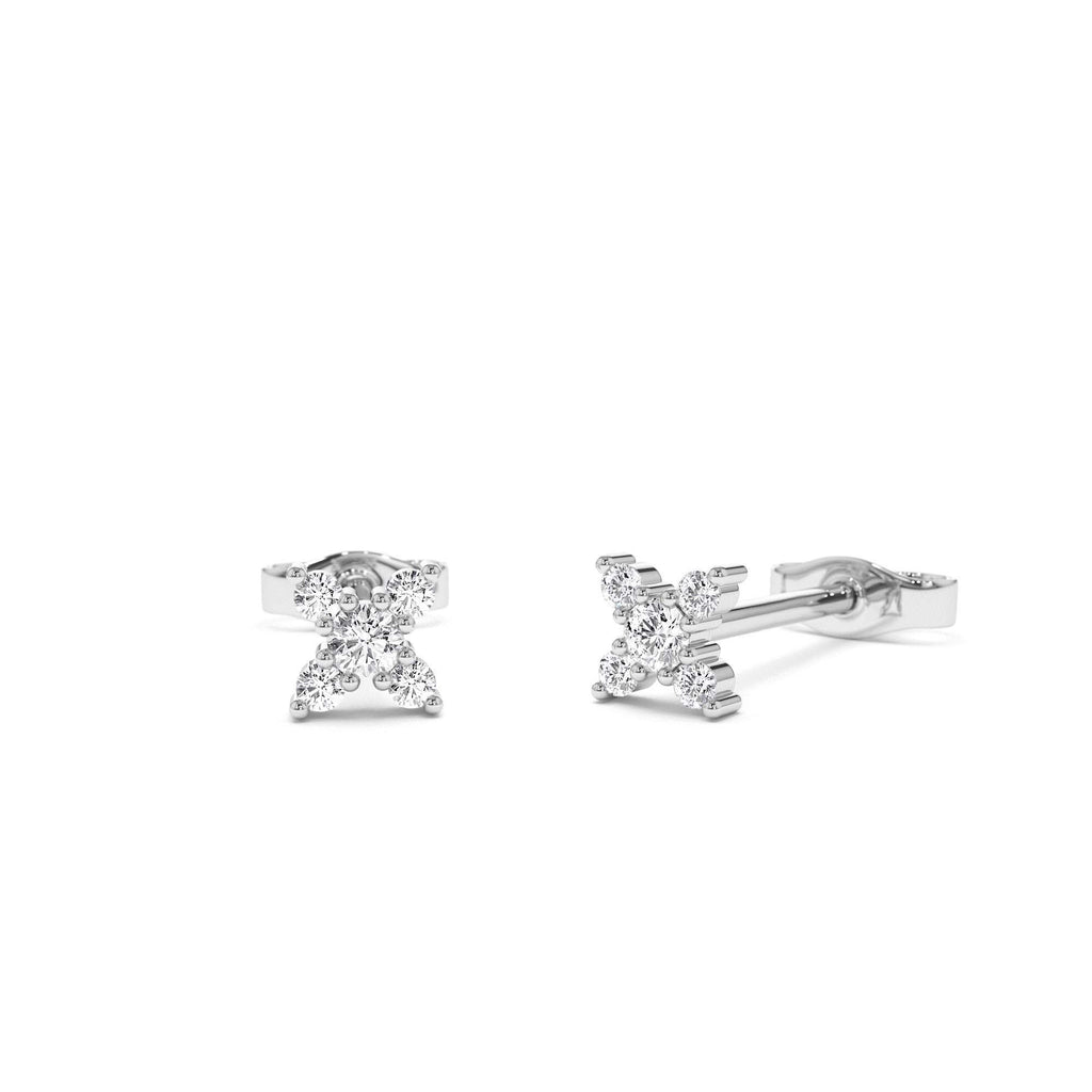 Criss Cross X Diamond Earring Studs in 14K Gold — view 3