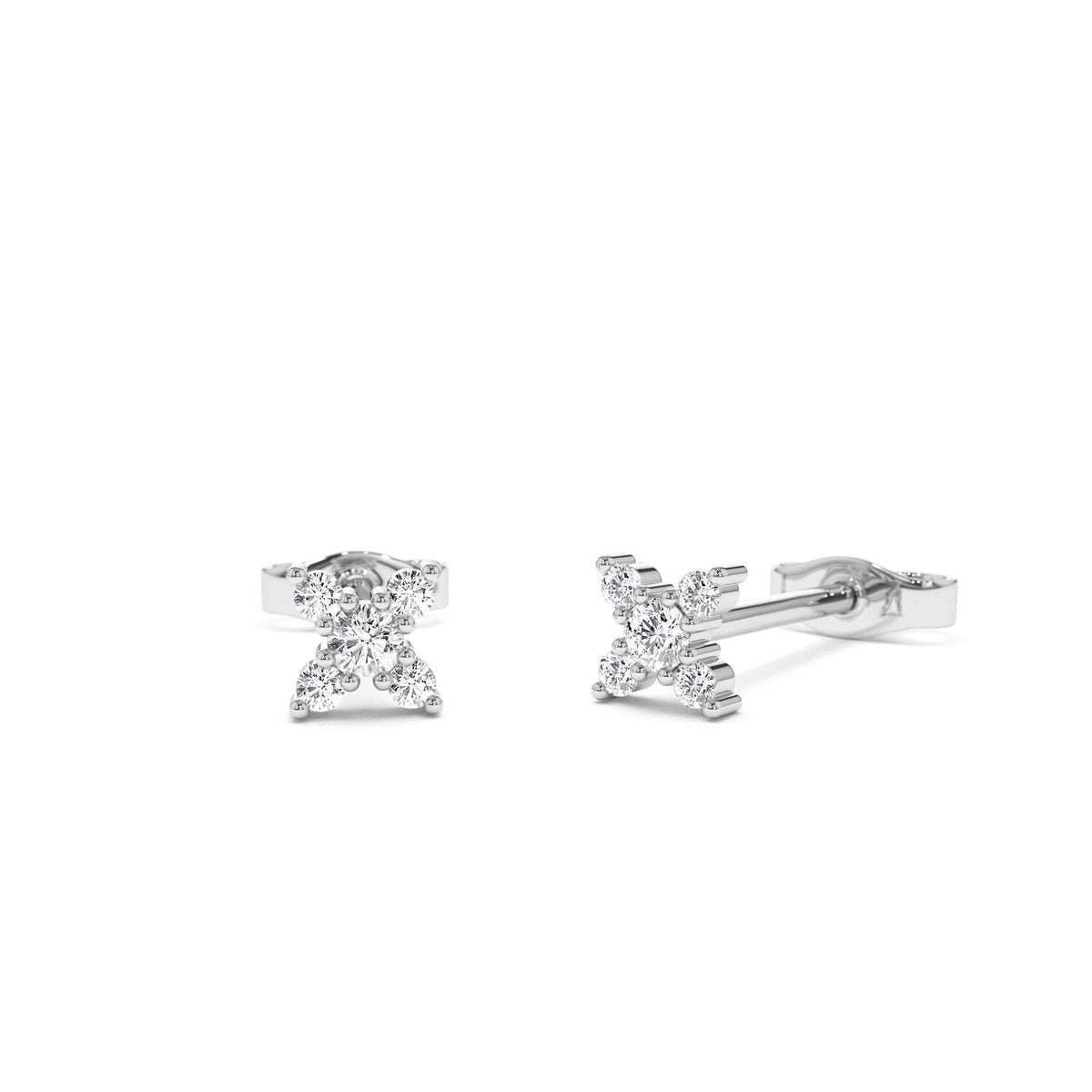 Criss Cross X Diamond Earring Studs in 14K Gold — view 3