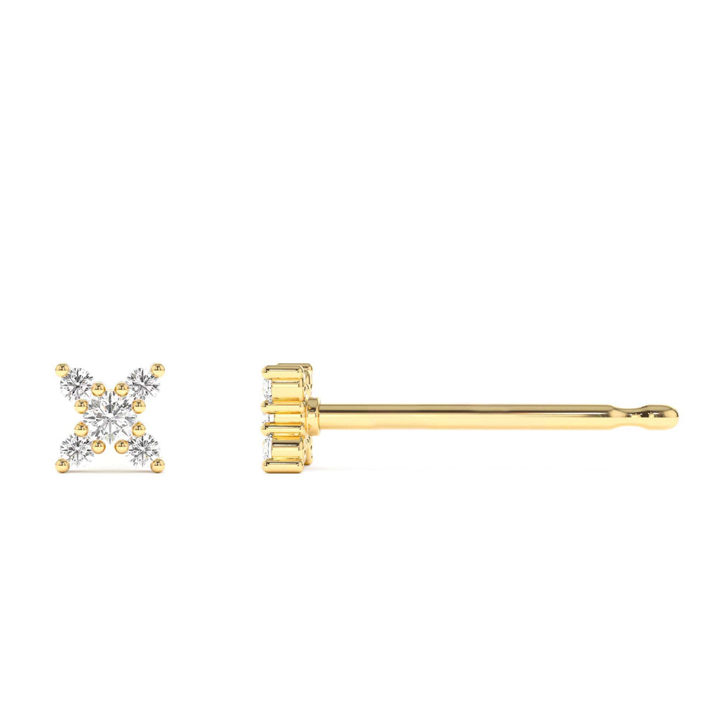 Criss Cross X Diamond Earring Studs in 14K Gold — view 2