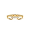 Unique Diamond Statement Ring w/ Double Rope Band in 14K Gold — view 1