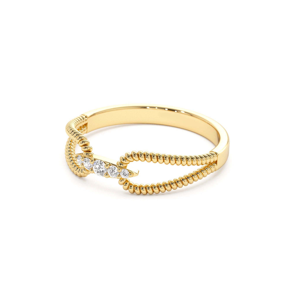 Unique Diamond Statement Ring w/ Double Rope Band in 14K Gold — view 2