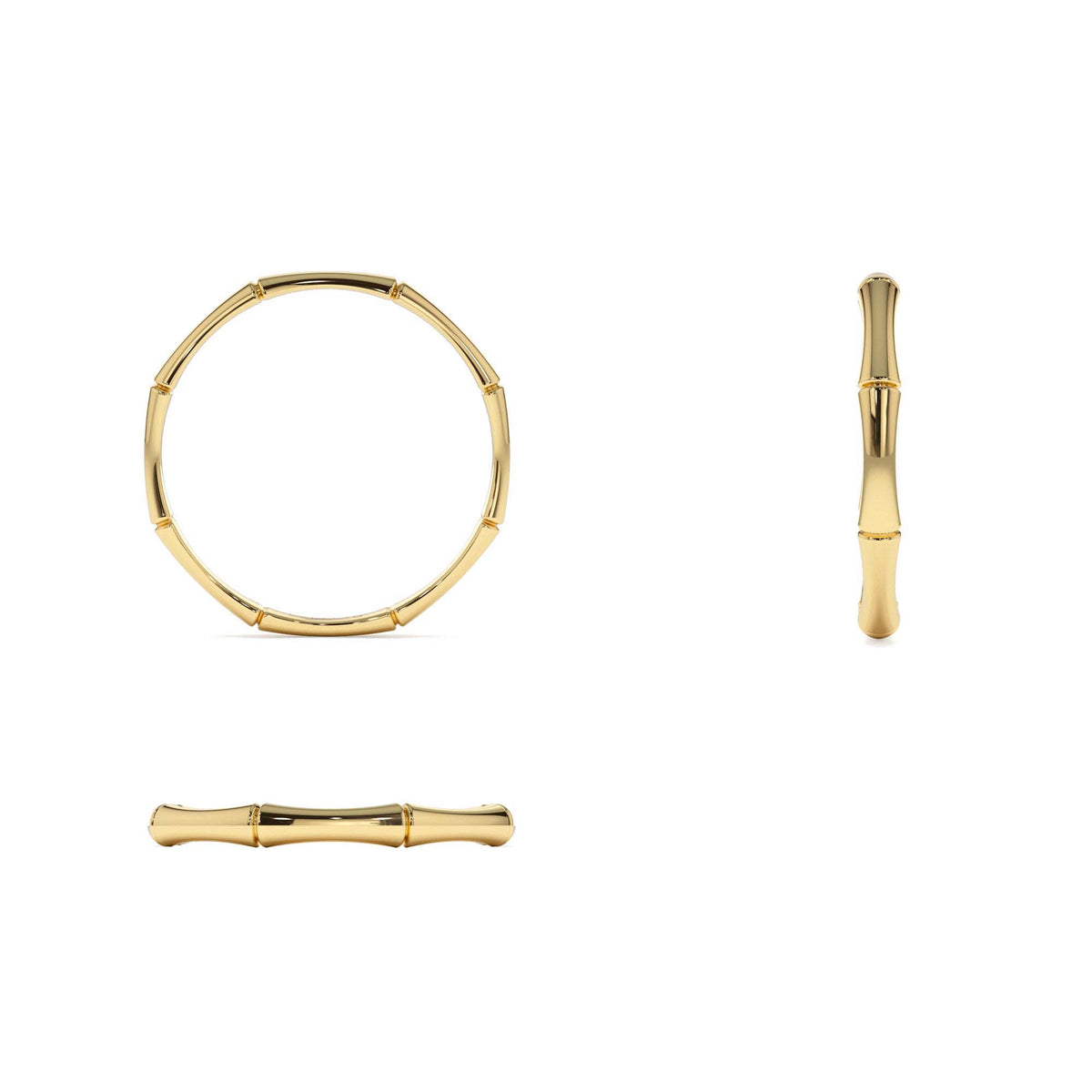 Dainty Minimal Bamboo Gold Ring in 14K Gold — view 3