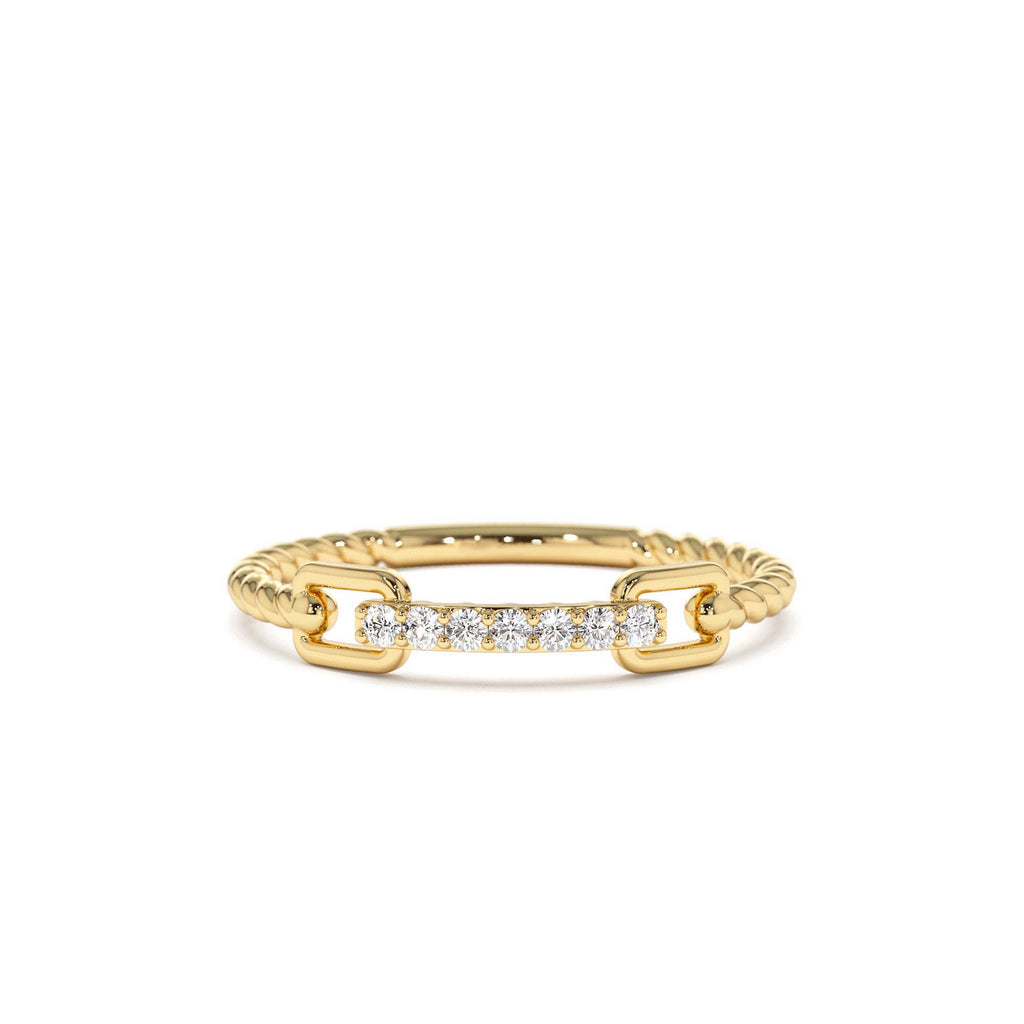 Braided Stackable Pave Diamond Ring in 14K Gold — view 1