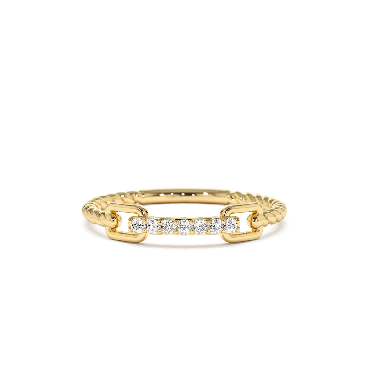 Braided Stackable Pave Diamond Ring in 14K Gold — view 1