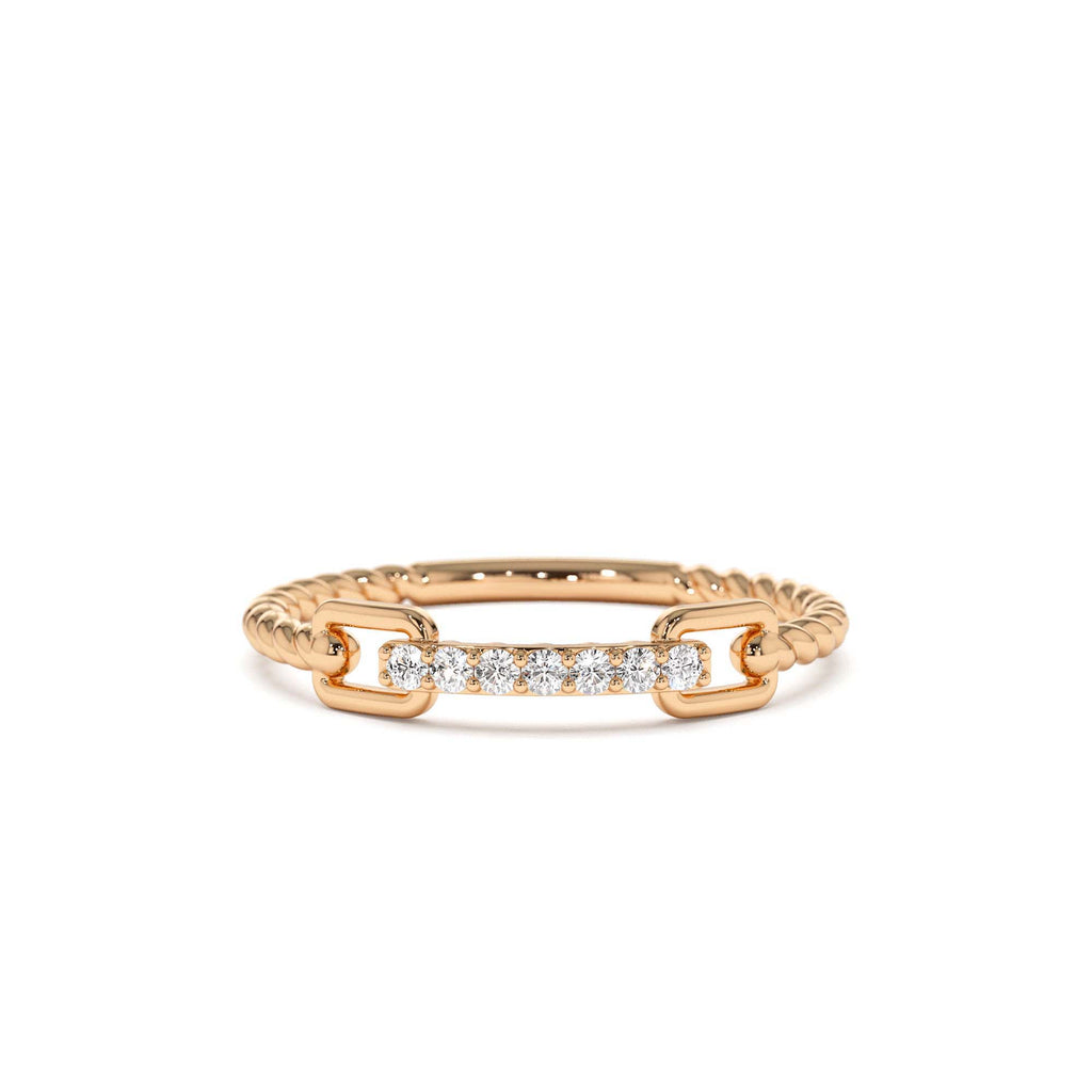 Braided Stackable Pave Diamond Ring in 14K Gold — view 5