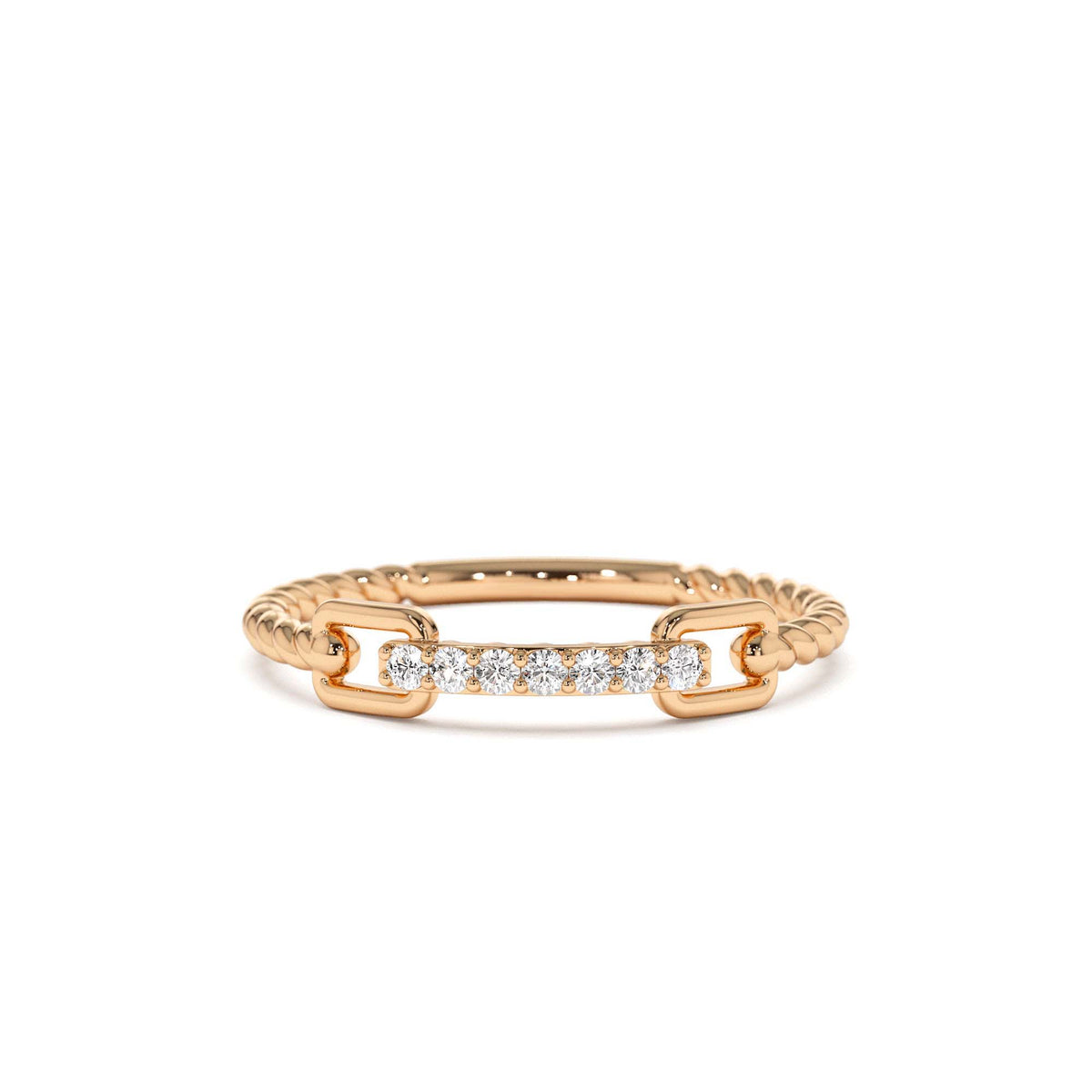 Braided Stackable Pave Diamond Ring in 14K Gold — view 5
