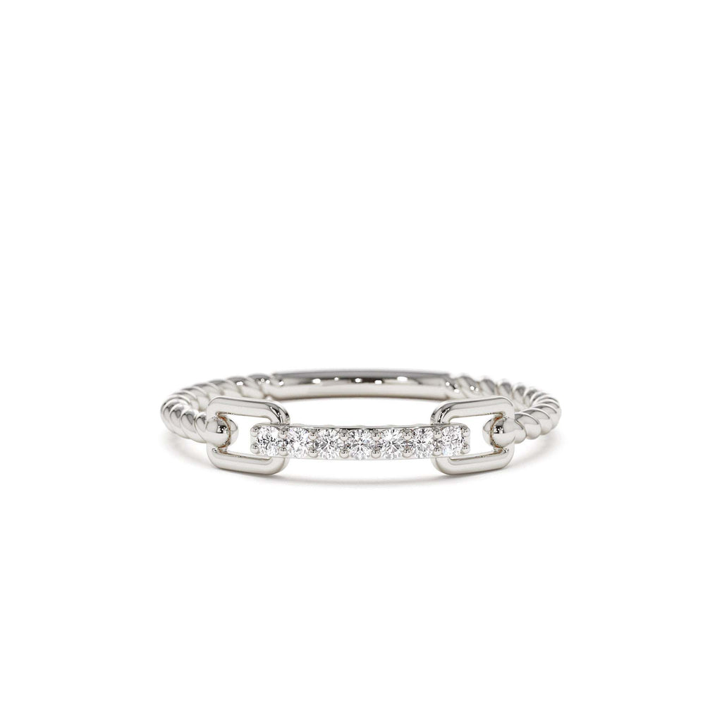 Braided Stackable Pave Diamond Ring in 14K Gold — view 4