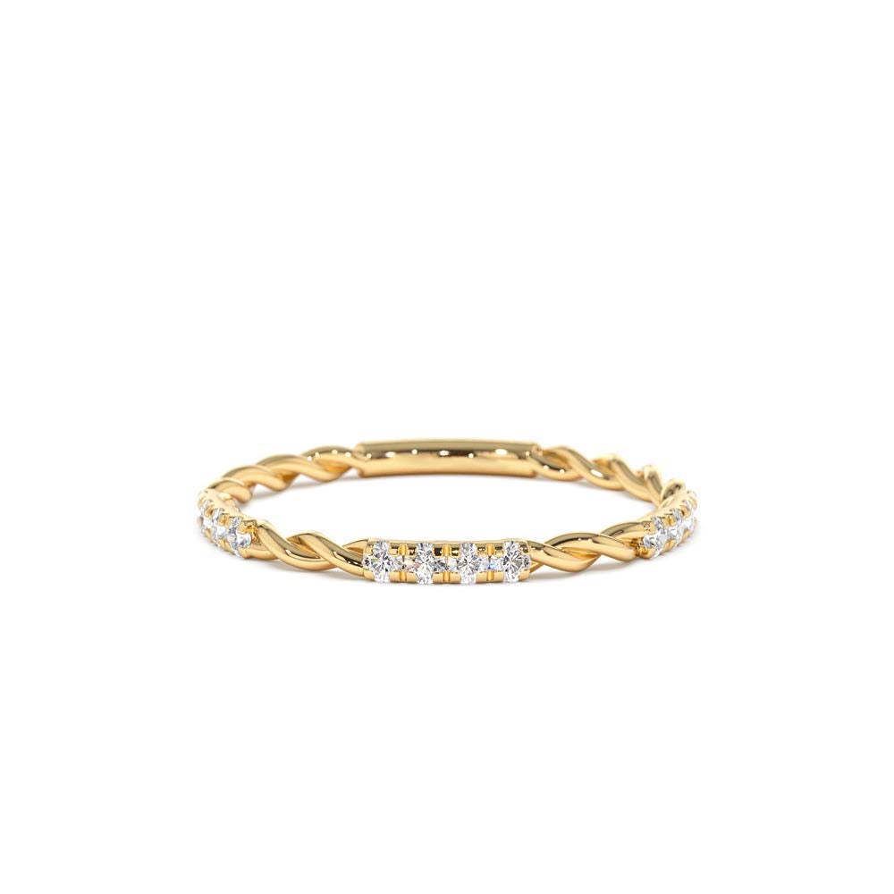 Twisted Rope 3/4 Eternity Diamond Ring in 14K Gold — view 1
