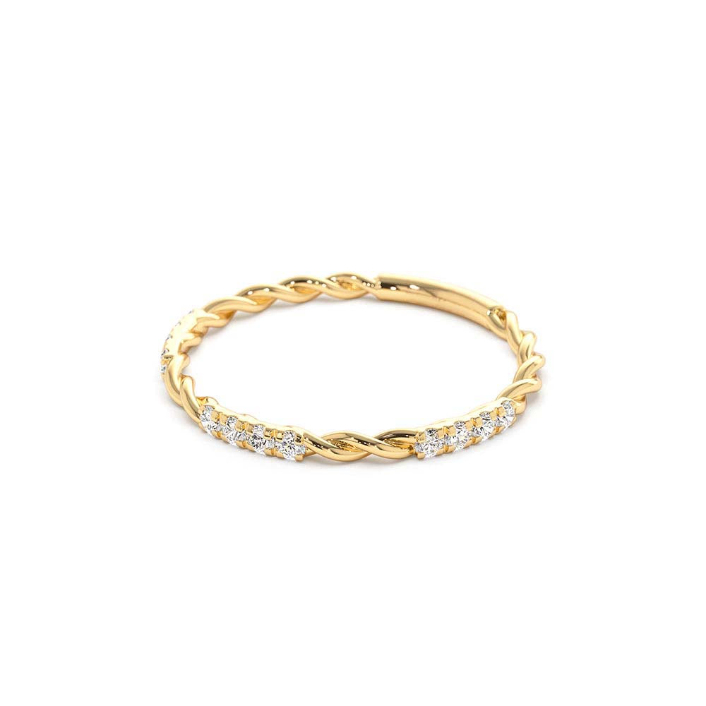 Twisted Rope 3/4 Eternity Diamond Ring in 14K Gold — view 2