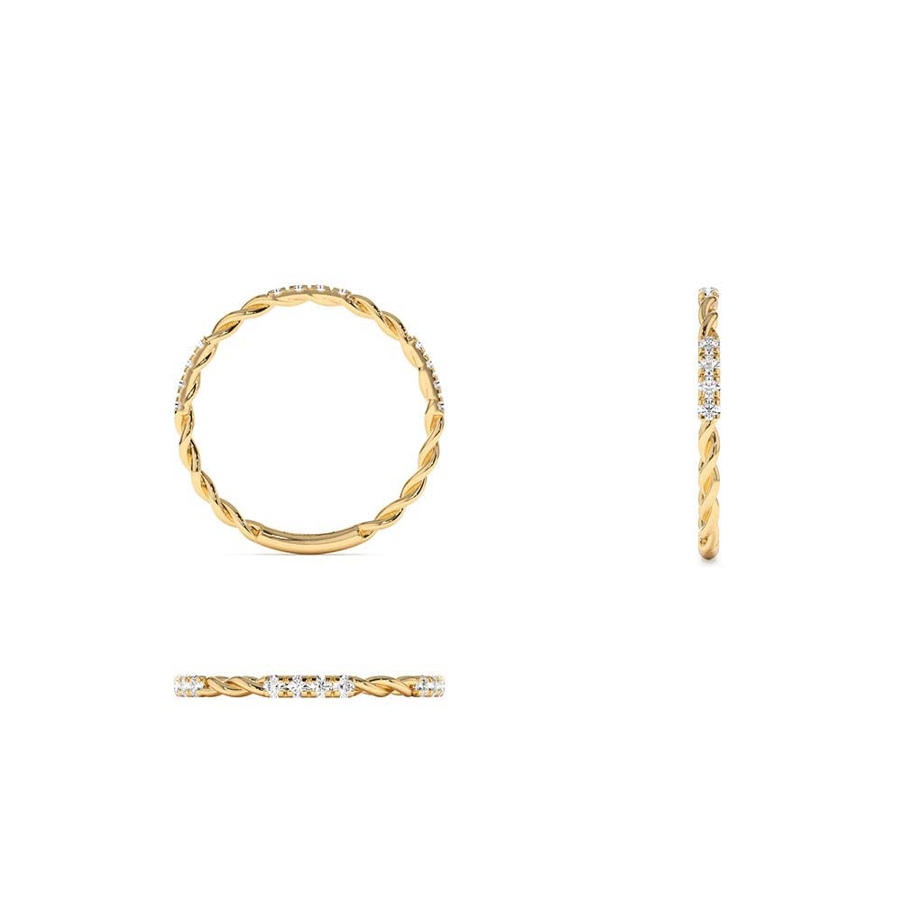 Twisted Rope 3/4 Eternity Diamond Ring in 14K Gold — view 3