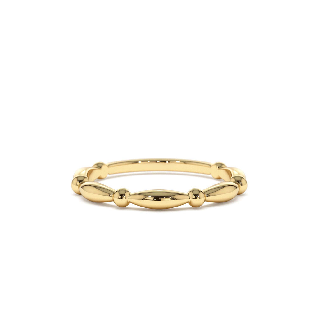 Cute Bead Stacking Band in 14K Gold — view 1