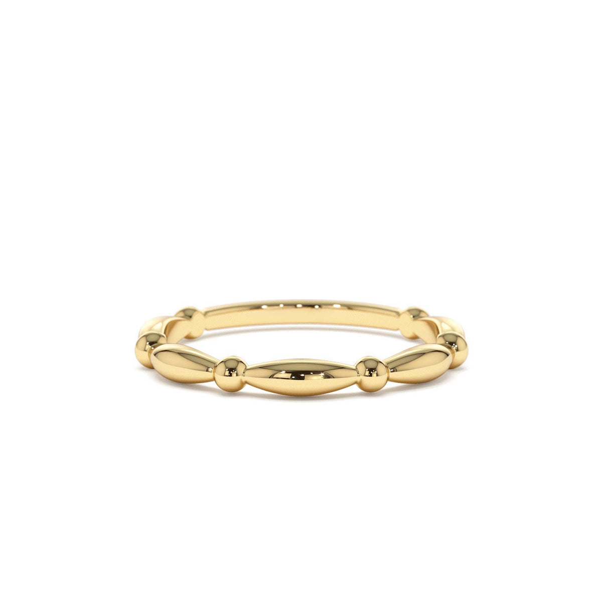 Cute Bead Stacking Band in 14K Gold — view 1