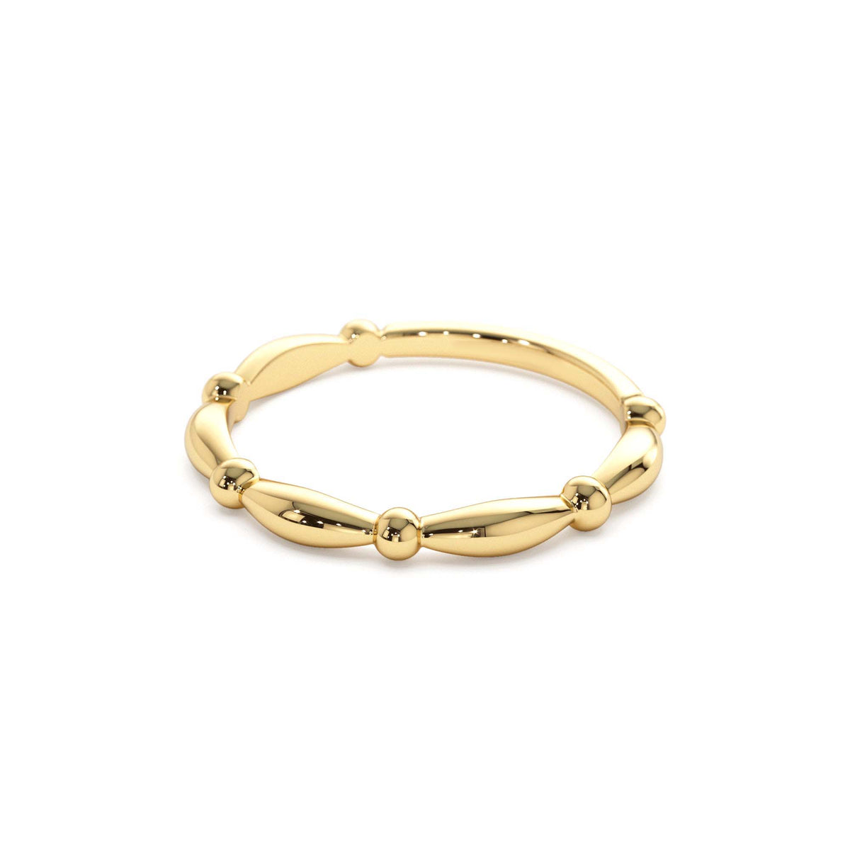 Cute Bead Stacking Band in 14K Gold — view 2