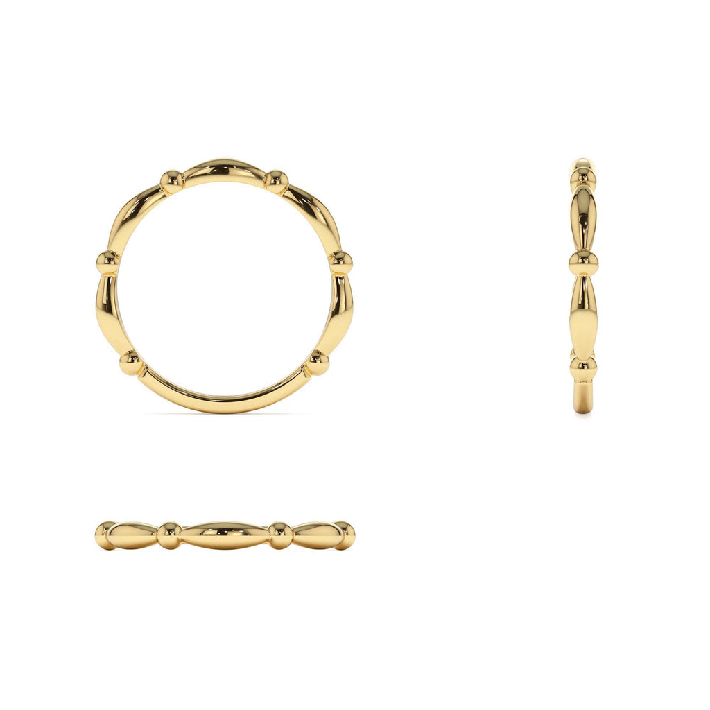 Cute Bead Stacking Band in 14K Gold — view 3