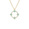 Turquoise and Diamond Clover Pendant Necklace in 14K Gold — view 1