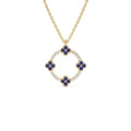 Diamond and Sapphire Clover Necklace in 14K Gold — view 1