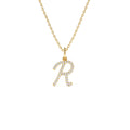 Diamond Script Initial Necklace in 14K Gold — view 1