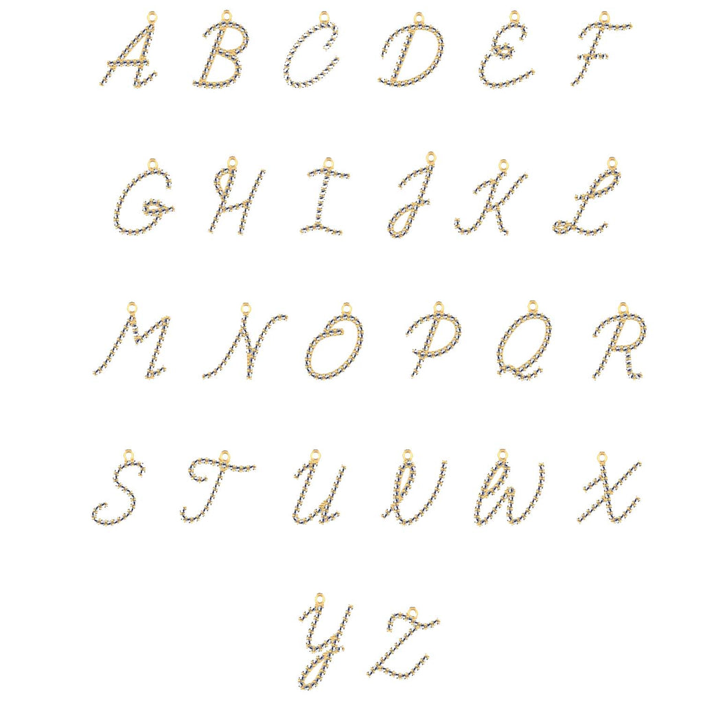 Diamond Script Initial Necklace in 14K Gold — view 4