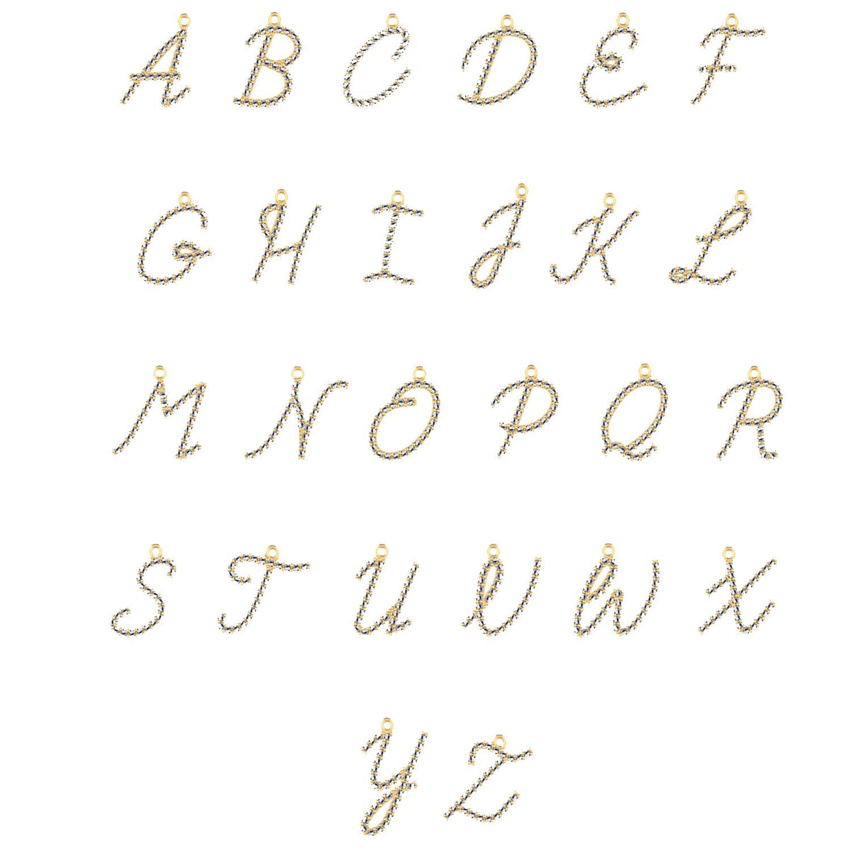 Diamond Script Initial Necklace in 14K Gold — view 4
