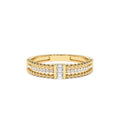 Beaded Baguette and Round Diamond Ring in 14K Gold — view 1