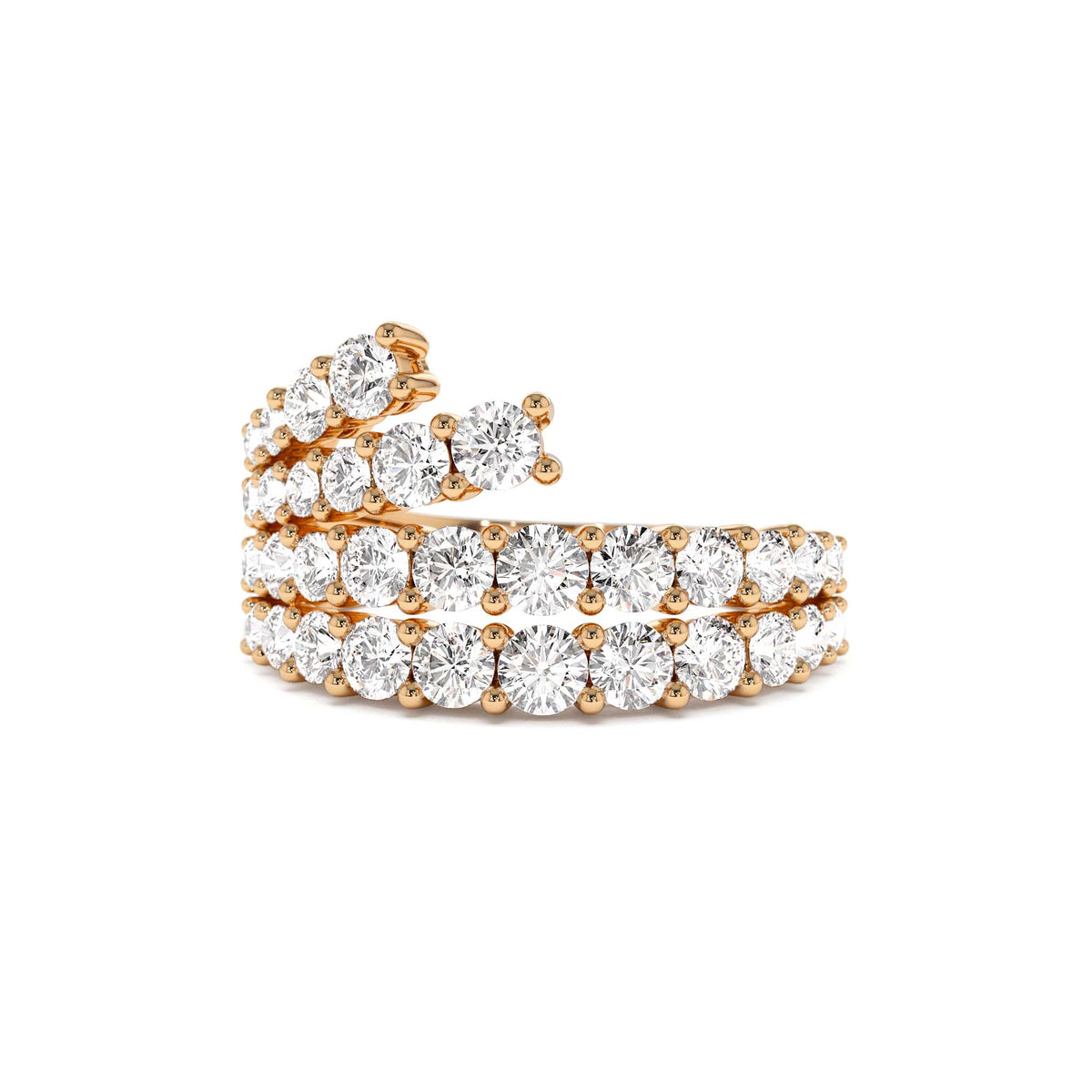 Wave Diamond Statement Ring in 14K Gold — view 5